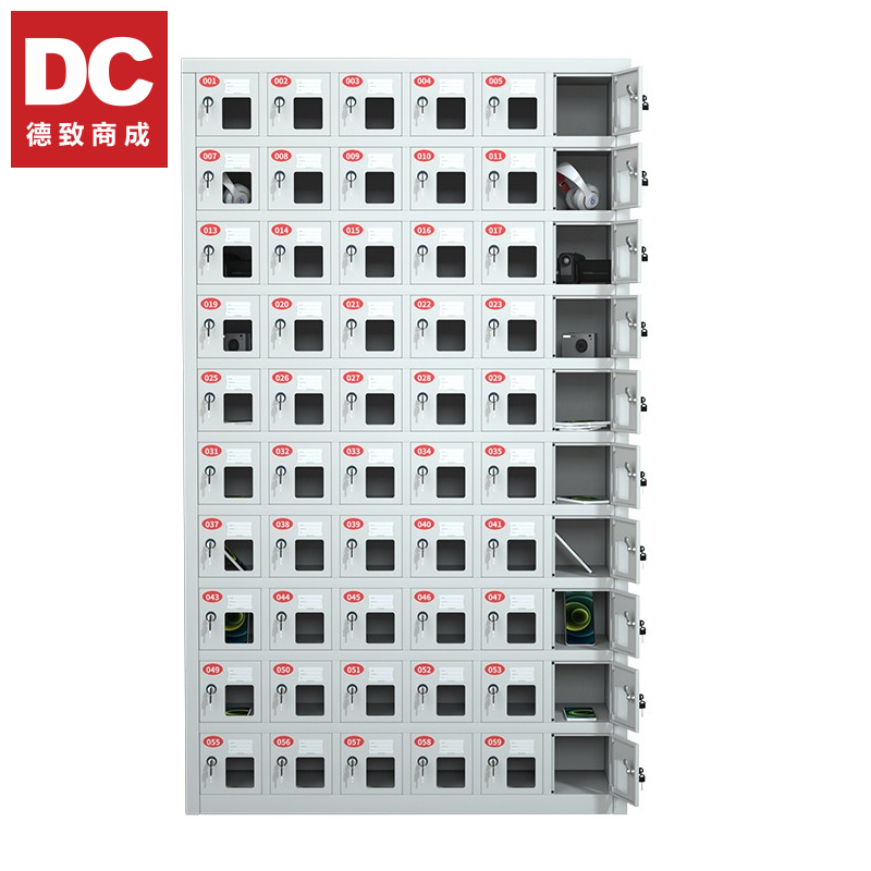 德致商成 手机柜 DJSJG01-60JGr 钢制手机存放柜 不带外门  六十门壁挂存放 灰白色
