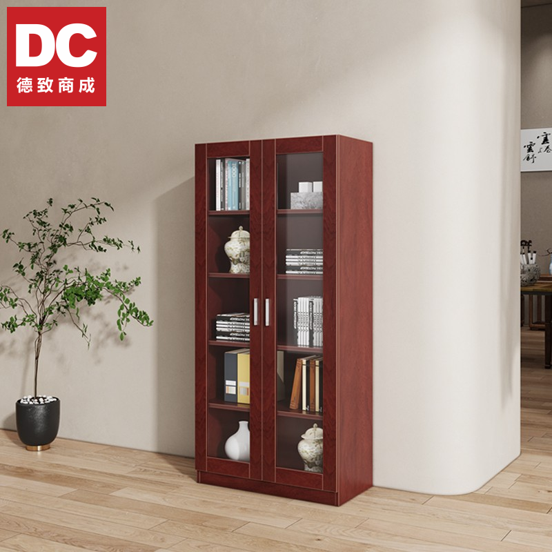 德致商成 木质柜 DJMZG03-25TM 木质书柜 红檀木色 玻璃透门 通玻款