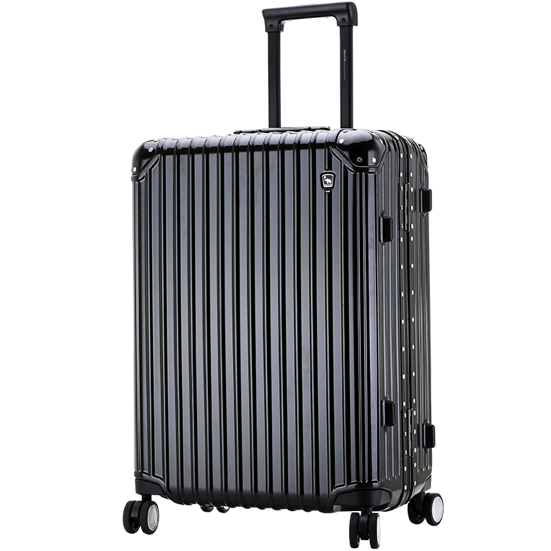 爱华仕（OIWAS)铝框拉杆箱24英寸密码锁行李箱 复古旅行箱静音万向飞机轮男女 6375黑色