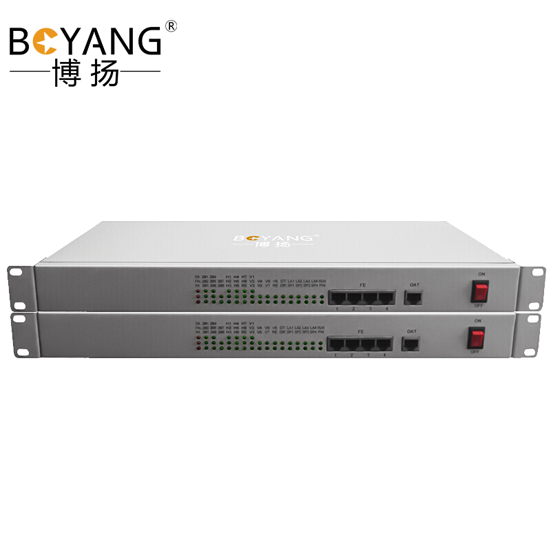 博扬(BOYANG) 网络配件 BY-4E1-2AA-4E 综合业务电话光端机4路E1+4路以太网+2路双向音频 单纤20km机架式1对 - (单位: 对 规格: 一对装)
