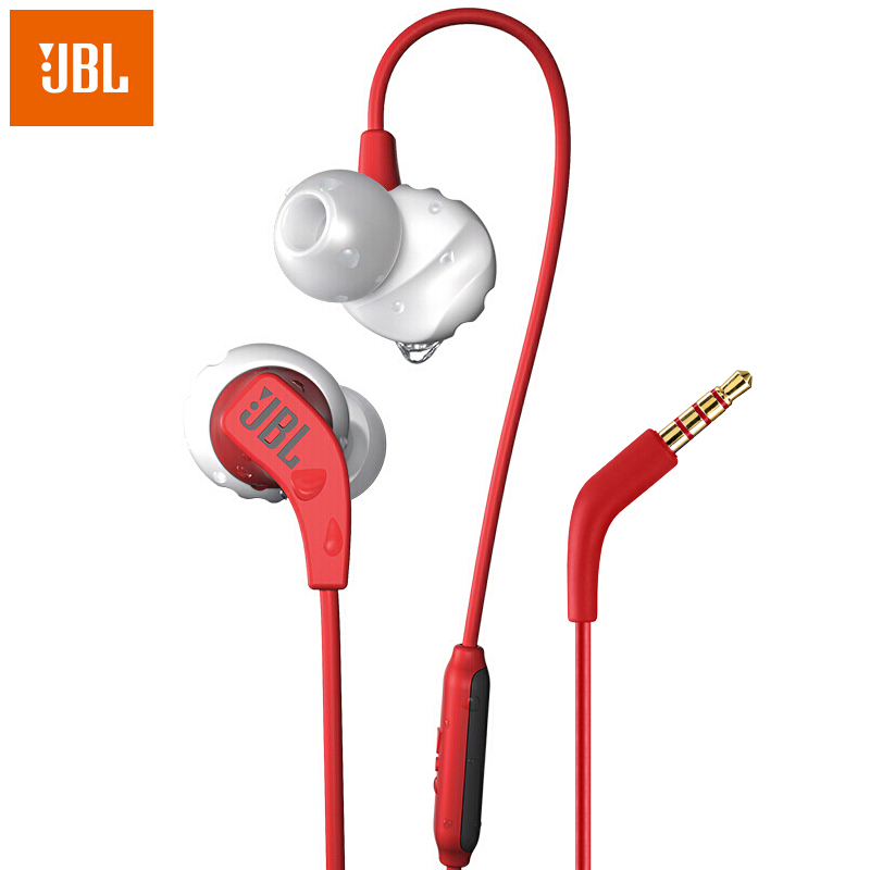 JBL(JBL) 耳机/耳麦 Endurance Run 入耳式有线运动音乐耳机耳麦 可通话绕耳式防汗耳麦 激情红 (单位: 副 规格: 一副装)