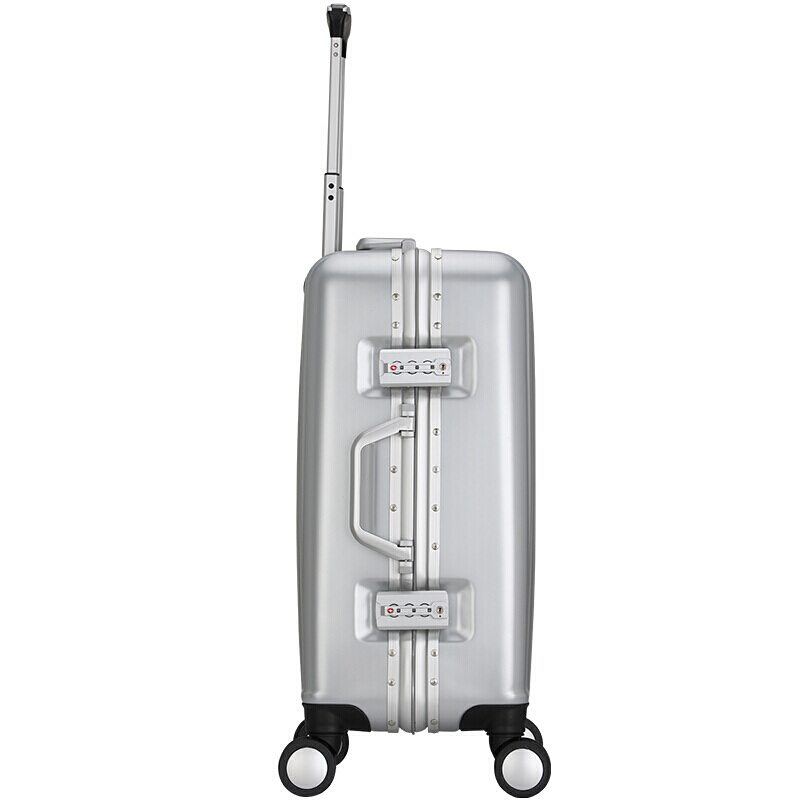 爱华仕（OIWAS）拉杆箱铝框20英寸密码锁旅行箱 静音万向飞机轮行李箱男女登机箱 OCX6505银色