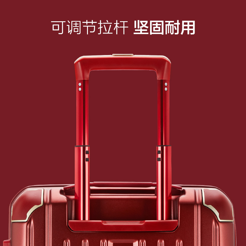 爱华仕（OIWAS）行李箱女24英寸扩容加大容量旅行箱带USB充电接口结婚红箱子拉杆箱飞机轮6182US 磨砂中国红