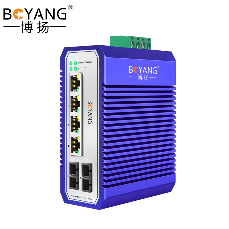 博扬（BOYANG） BY-GG204S-SC 工业级光纤收发器 千兆二光四电单模双纤以太网交换机 SC接口25公里 一台价