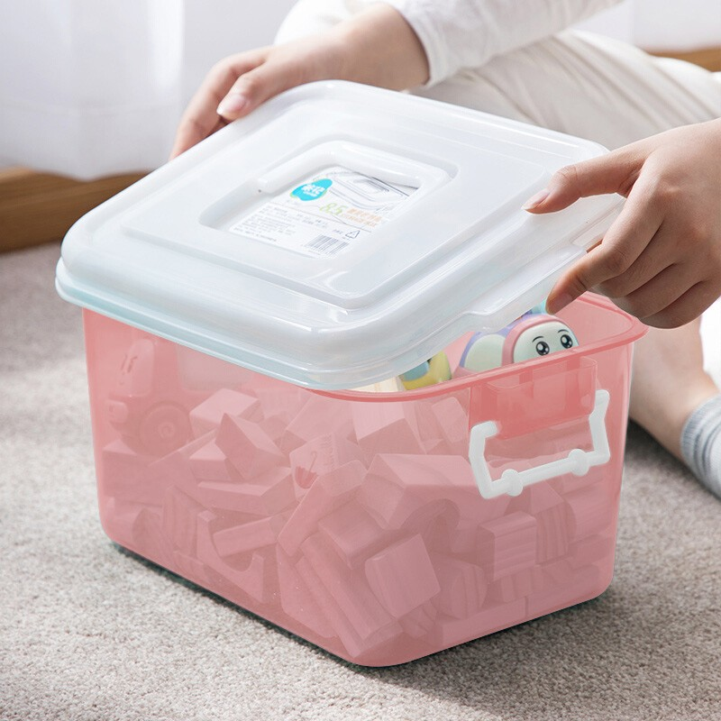 茶花收纳箱口罩收纳盒整理箱子储物箱塑料箱家用药箱药盒 透粉色