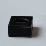 国产  皮革黑色小号正方形纸巾盒收纳盒 13*13*6.5cm